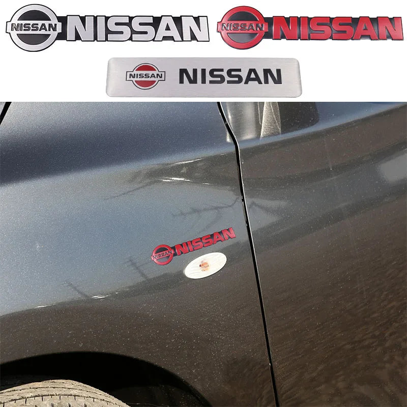 1pcs new aluminum 3D Car Fender side logo Car door Emblem Rear emblem car window sticker styling Accessories For Nissan