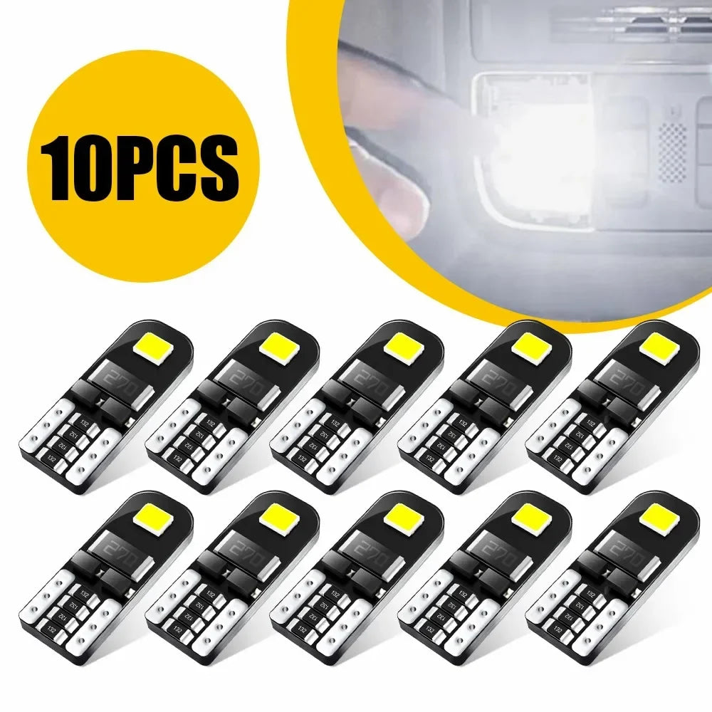 10/2Pcs T10 W5W LED Canbus No Error 194 168 501 Bulb 5W5 Car Interior Lights Lamp Map Dome Reading Lights 12V 6000K White