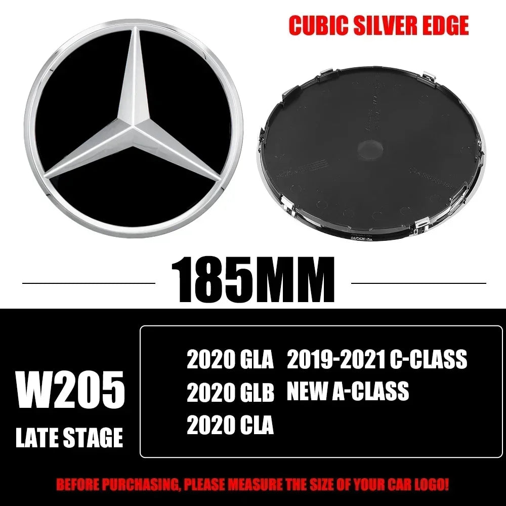 3D 185MM 205MM Front Grille Star Logo Emblem Badge Auto Accessories for Mercedes-Benz Amg C/B/E Class W205 W253 W213 GLC GLE