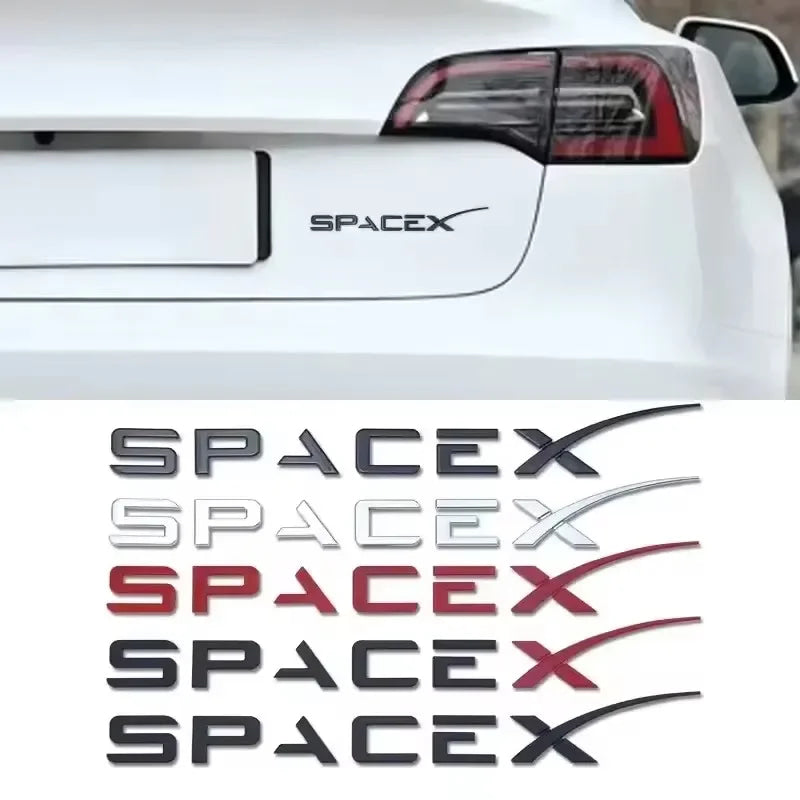 3D ABS Logo Letters Car Trunk Fender Side Badge Decal For Tesla Model Y/S/3/X Space X Emblem Sticker Accessory