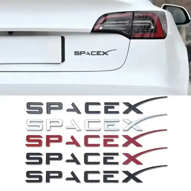3D ABS Logo Letters Car Trunk Fender Side Badge Decal For Tesla Model Y/S/3/X Space X Emblem Sticker Accessory
