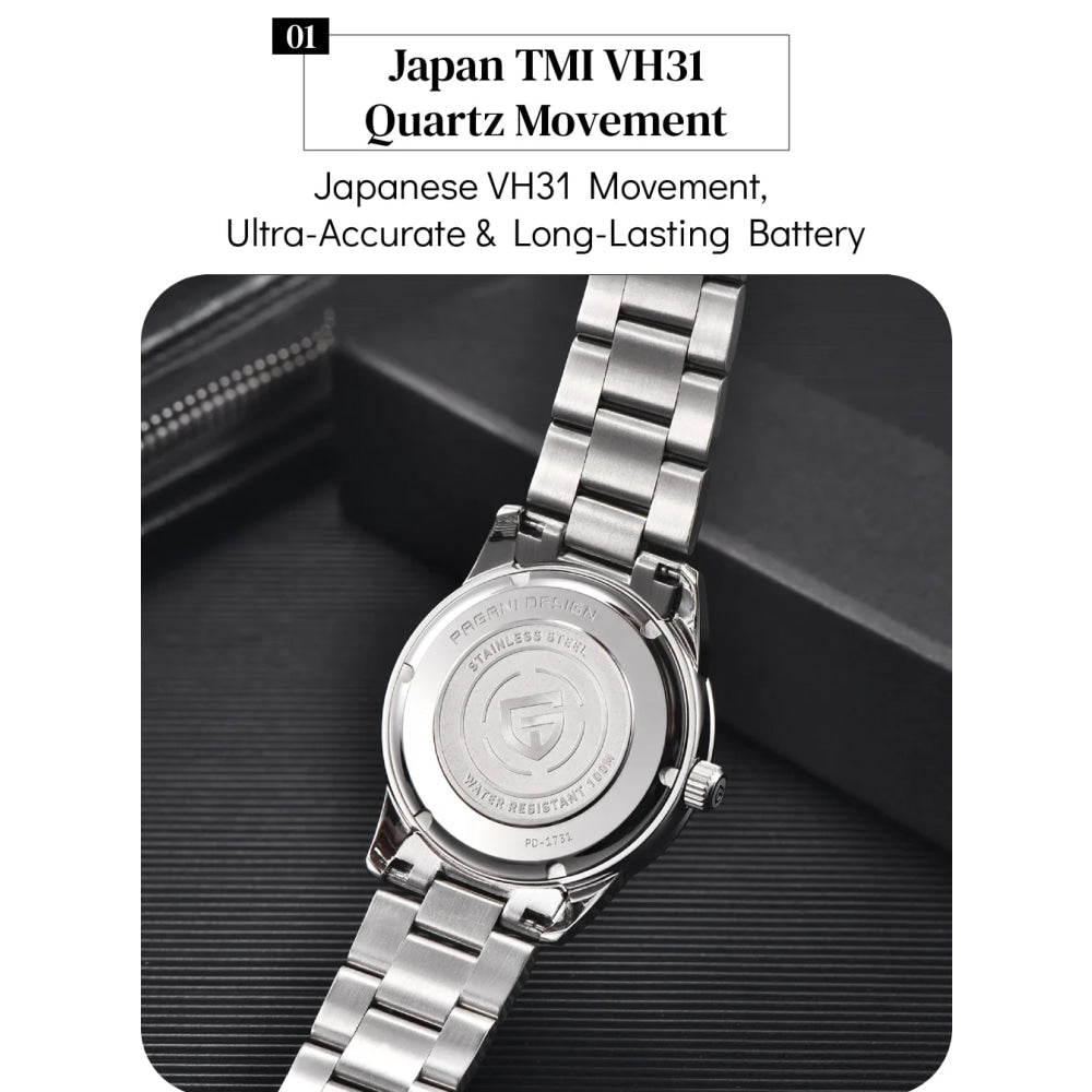 PAGANI DESIGN 2026 NEW Top Ice Blue Dial Men Quartz Watch Japan VH31 100M Waterproof Luxury Dress Watch For Men Reloj Hombre