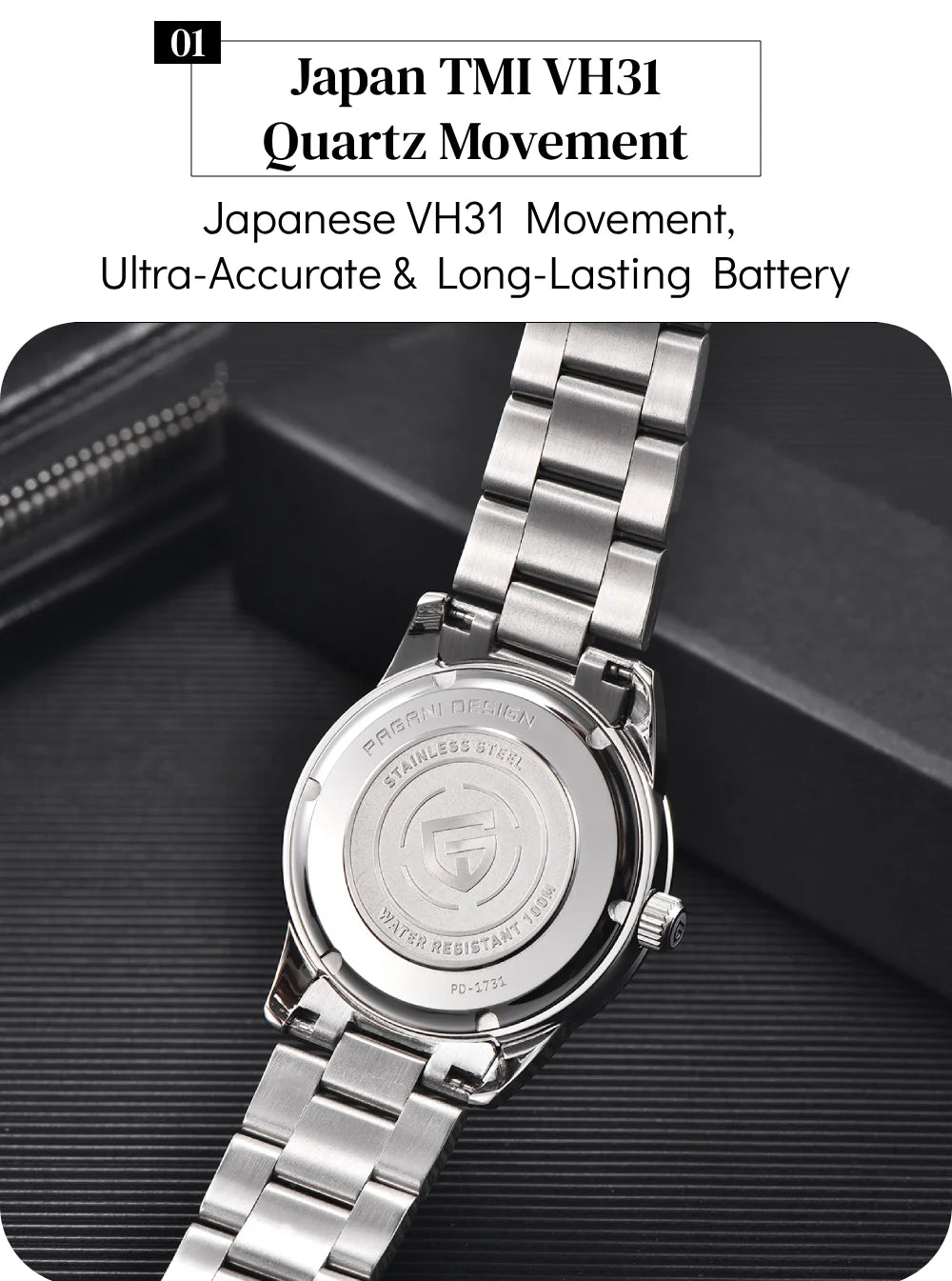 PAGANI DESIGN 2026 NEW Top Ice Blue Dial Men Quartz Watch Japan VH31 100M Waterproof Luxury Dress Watch For Men Reloj Hombre
