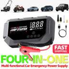Portable 12V 8000A smart emergency car jump starter, with emergency air pump, flashlight, and power bank. Suitable for all car