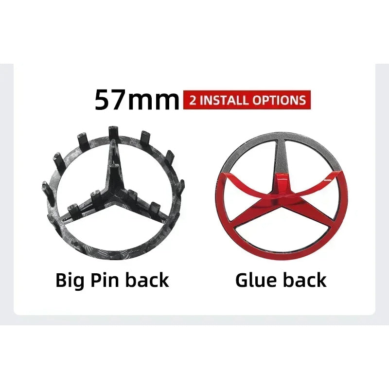 Emblema de logotipo para volante de coche de 52 mm y 57 mm, accesorios de estilo ABS para Mercedes Benz Serie C, E, S, CLA, CLS,