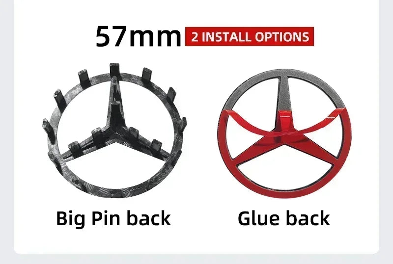 Emblema de logotipo para volante de coche de 52 mm y 57 mm, accesorios de estilo ABS para Mercedes Benz Serie C, E, S, CLA, CLS,