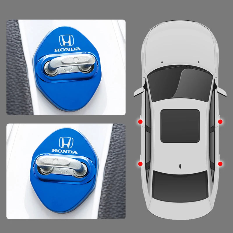Stickers 4Pcs Car Door Lock Cover Stainless Steel Protector Cap For Honda Odyssey Spirior CR-V Civic HR-V City Accord