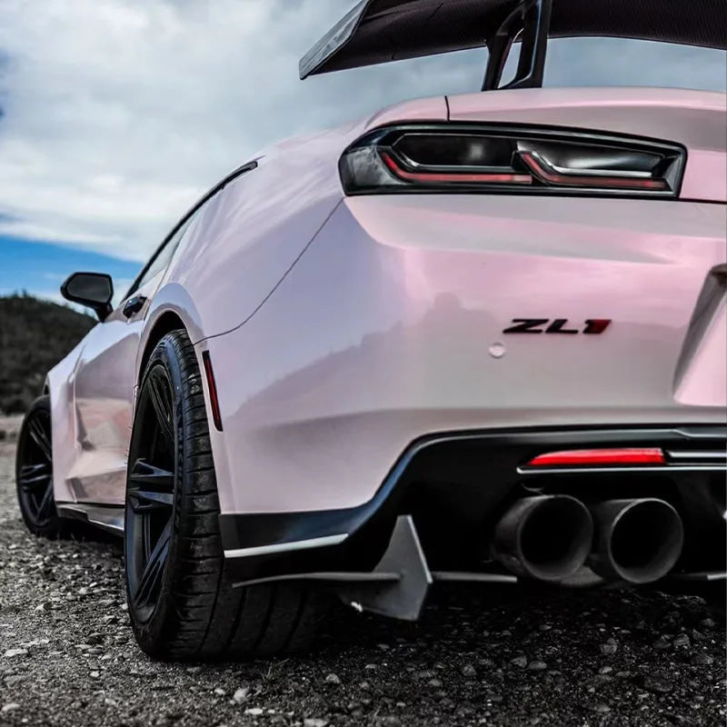 For Chevrolet Camaro 6th Gen 2015-2025 Rear Bumper Diffuser Lip Air Fins Canards Black 5mm Thickness Car Exterior Mod Body Kit