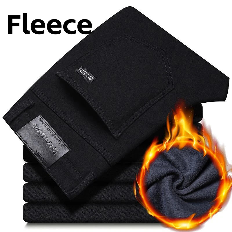Wthinlee, Nuevos Jeans Casuales para Hombre, Corte Recto, Elásticos, Clásicos, Azules y Negros, Pantalones de Mezclilla para Trabajo, Ropa Masculina