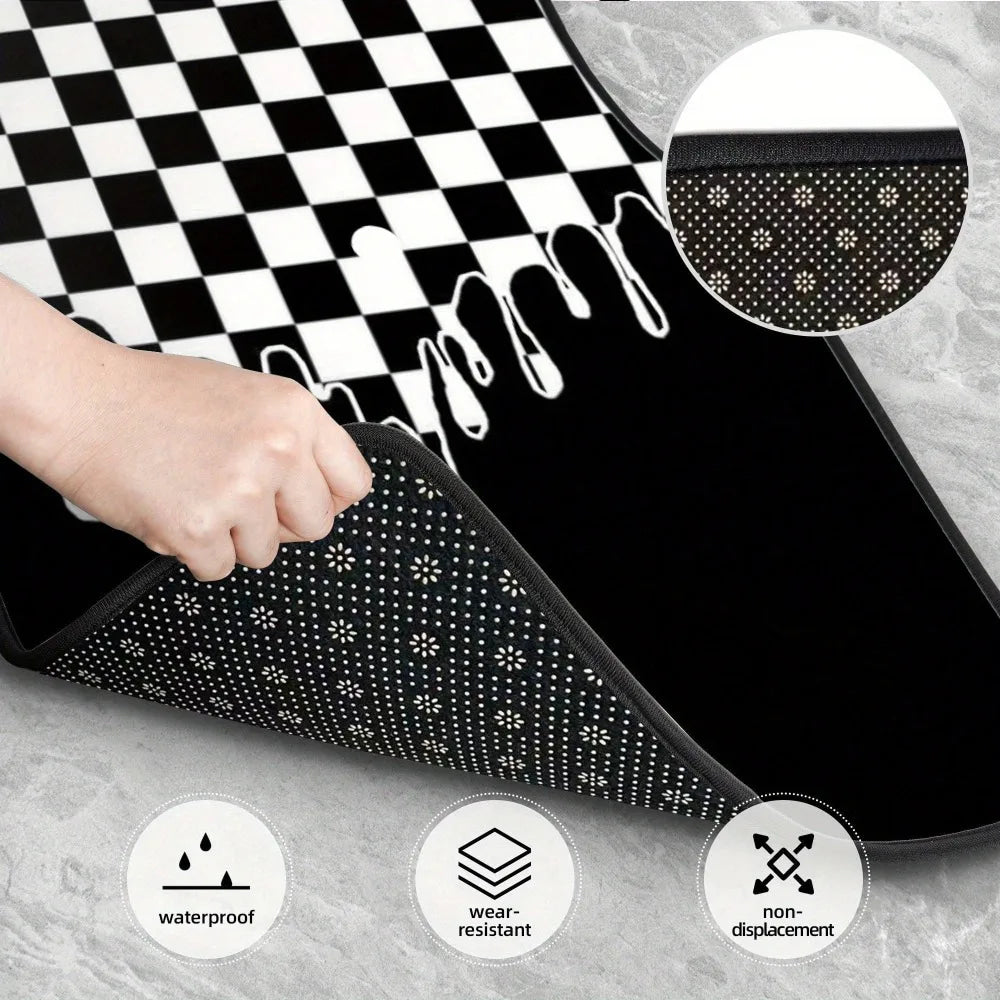 4pcs car floor mat, plaid design - stylish and durable, anti-fouling, suitable for all vehicles, including front and rear seats