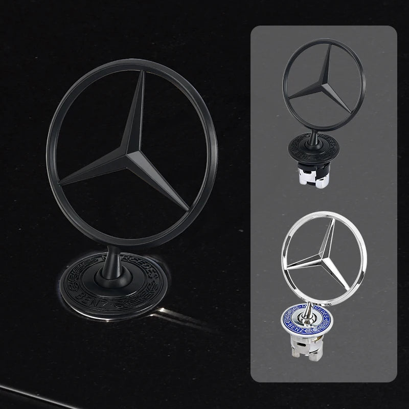 Car Bonnet Label Badge 3D Star Zinc Alloy Car Front Hood Emblem Mercedes Benz  W203 W204 W205 W206 W212 W213 W222 W223 E300
