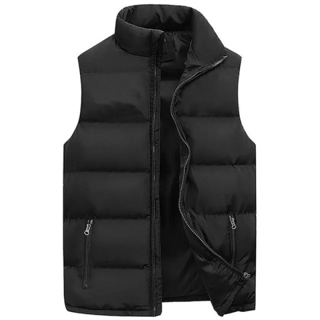 Chaleco para hombre, chaqueta cálida sin mangas, abrigo impermeable con cremallera para invierno, chaleco informal con cuello levantado para otoño, ropa de marca