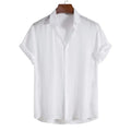100% Cotton Linen Shirt Men Summer Short Sleeve Male T-shirts Breathable Tops Tee White Clothing Casual Fashion Shirts For Men