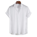 100% Cotton Linen Shirt Men Summer Short Sleeve Male T-shirts Breathable Tops Tee White Clothing Casual Fashion Shirts For Men