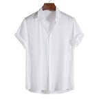 100% Cotton Linen Shirt Men Summer Short Sleeve Male T-shirts Breathable Tops Tee White Clothing Casual Fashion Shirts For Men