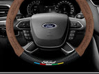 For Ford Mondeo Focus Raptor Puma Edge Explorer Ecosport Ranger F150 Kuga Car Suede Carbon fiber Anti-slip Steering Wheel Cover