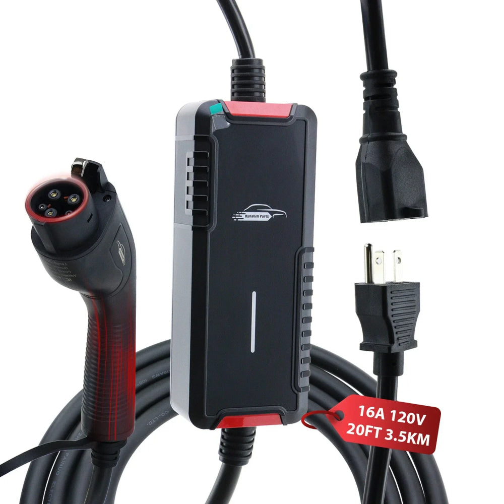 Portable Electric Vehicle Charger 16A 110V Level 1&2 20FT NEMA 6-20 J1772