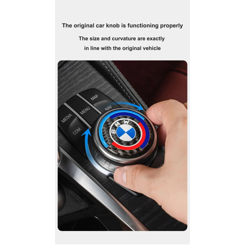 4.5CM 4.8CM Carbon Fibre Car Center Console Knob Stickers Decoration Accessories For BMW 1 2 3 4 5 6 Series GT Z4 X3 X4 X5 X6 X7