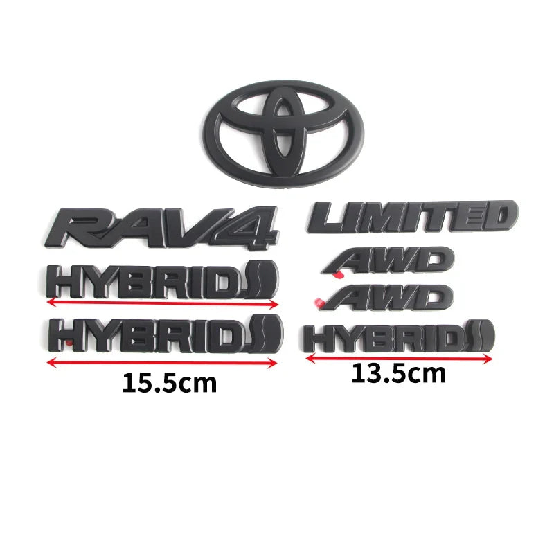 Overlays NEW 2019-2024 Suitable for Toyota Rav4 XLE XSE AWD Hybrid Matte Blackout Emblems Kits