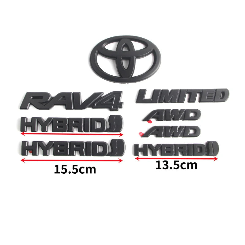Overlays NEW 2019-2024 Suitable for Toyota Rav4 XLE XSE AWD Hybrid Matte Blackout Emblems Kits