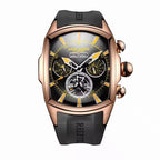 Reef Tiger 316L Stainless Steel Wine Barrel Automatic Watch Fashion Mulitfunction Tourbillon Mechanical Watches for Men RGA3069