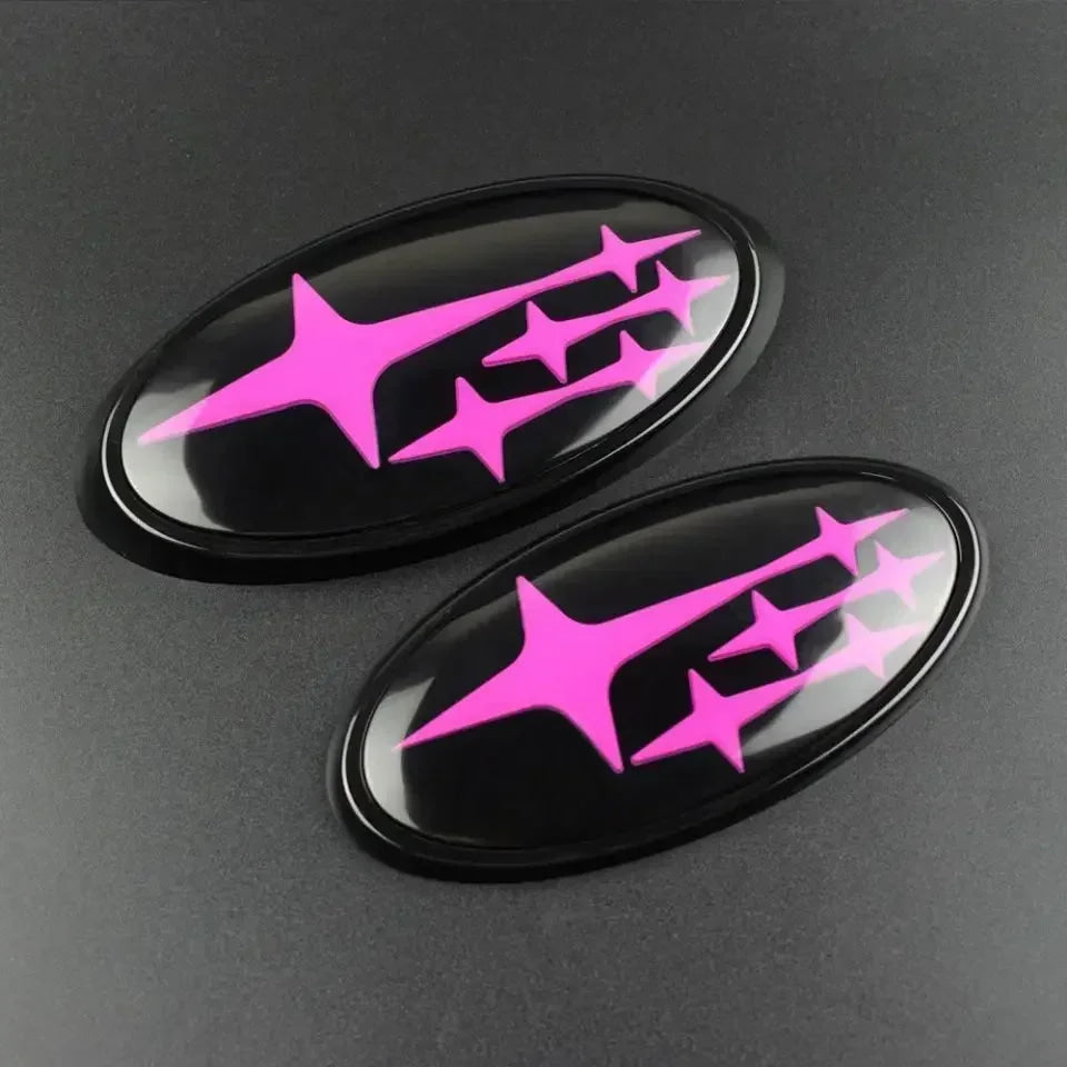 2Pcs Acrylic Car Front Rear Logo Emblem Sticker For Subaru STI XV Impreza BRZ WRX Legacy Outback Auto Hood Trunk Badge Cover