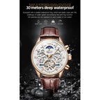 OLEVS 6658 Mens Watch Business Leather Strap Reloj  Hollow out Mechanical Automatic Wristwatch Waterproof Luminous Watch For Man