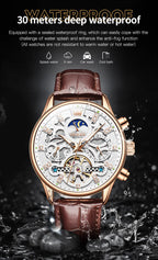 OLEVS 6658 Mens Watch Business Leather Strap Reloj  Hollow out Mechanical Automatic Wristwatch Waterproof Luminous Watch For Man