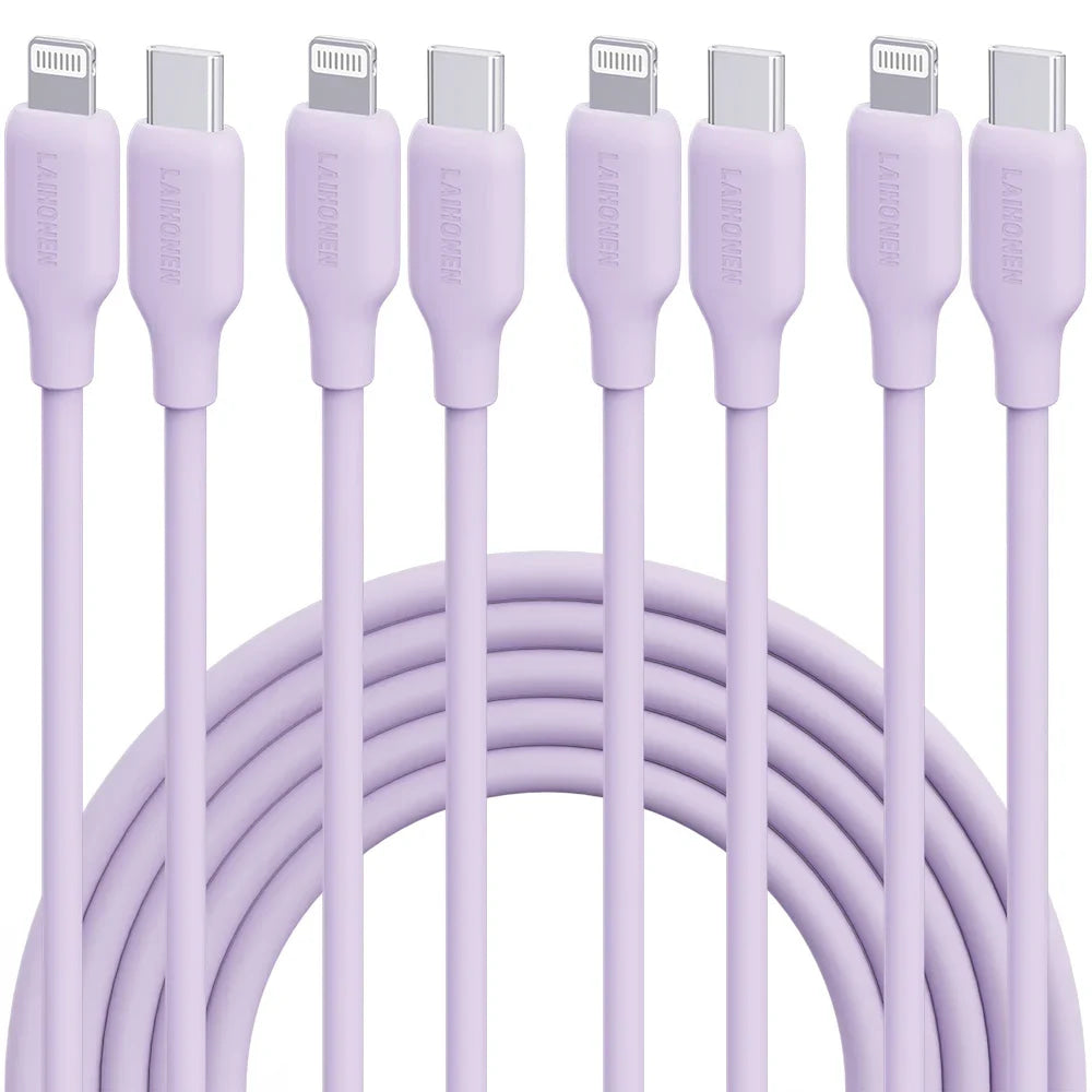 Macaron Pink 27W PD Fast Charging Cable USB C to Lightning Silicone Data Cable Soft Flexible for iPhone 14 13 12 11