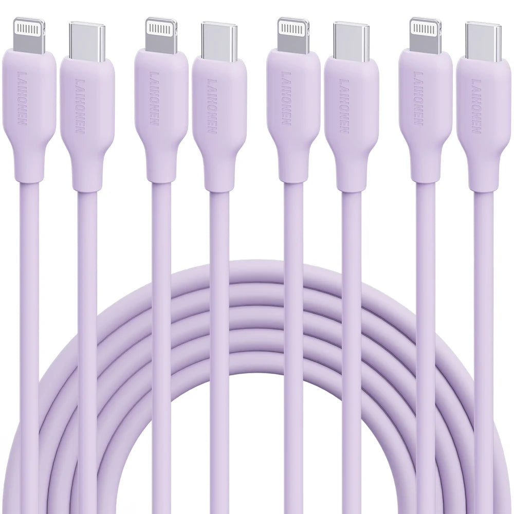 Macaron Pink 27W PD Fast Charging Cable USB C to Lightning Silicone Data Cable Soft Flexible for iPhone 14 13 12 11