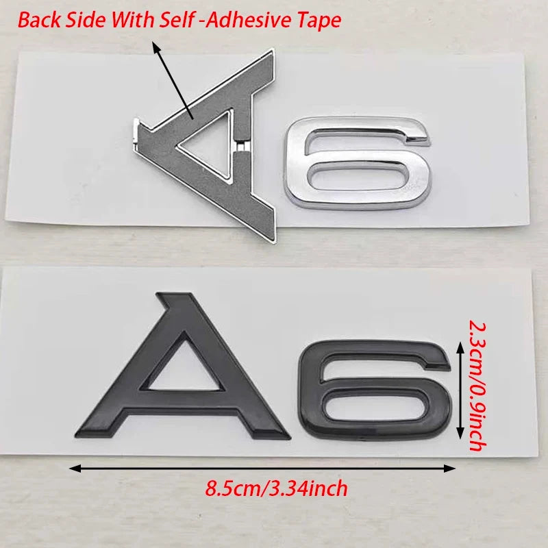 3D ABS Chrome Black Car Letters A4 A6 Logo Rear Trunk Badge Sticker Decals For Audi A4 A6 Auto Tail Marking Accessories