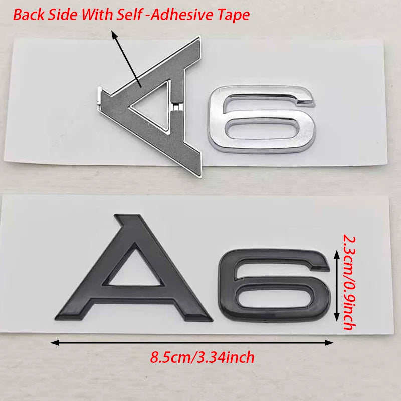 3D ABS Chrome Black Car Letters A4 A6 Logo Rear Trunk Badge Sticker Decals For Audi A4 A6 Auto Tail Marking Accessories