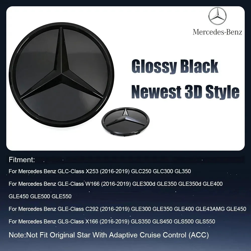Front Grill Star Emblem  Logo Badge For Mercedes BenzX253 GLE GLC GLS W166 C292 X166 2016-2019