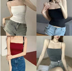 Camiseta sin Mangas para Mujer, Camisola Ajustada, Top Corto Sexy con Tirantes Finos, Camiseta Blanca Lisa, Estilo Coreano