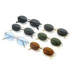 SHAUNA Gafas de sol retro con montura metálica ovalada pequeña para mujer UV400 Gafas de sol punk para hombre