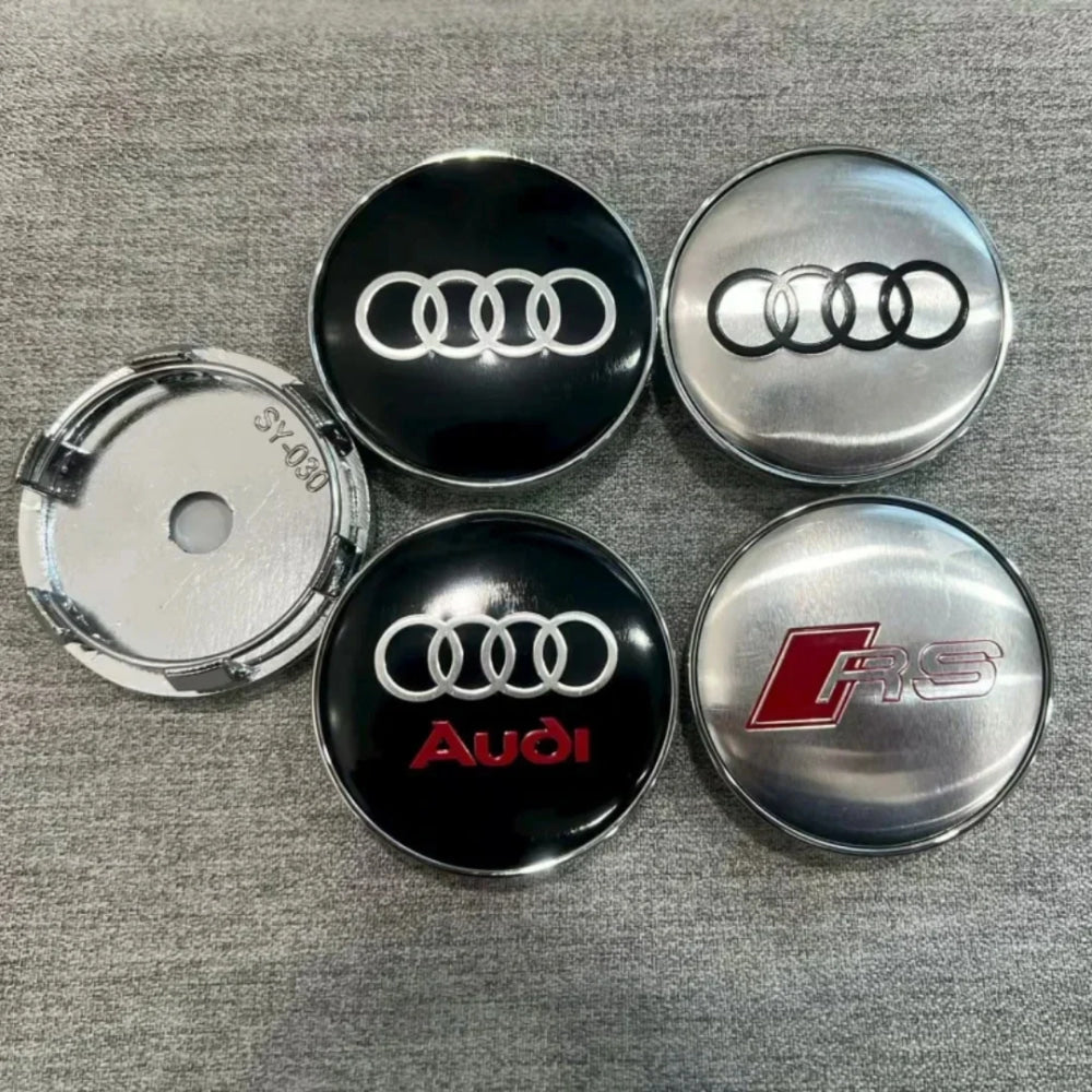 4Pcs 60mm Car Center Wheel Hub Cover Tire Cap For Audi Sline A1 A2 A3 A4 A5 A6 A7 A8 Q1 Q2 Q3 Q4 Q5 Q6 Q7 Q8 TT Auto Accessories