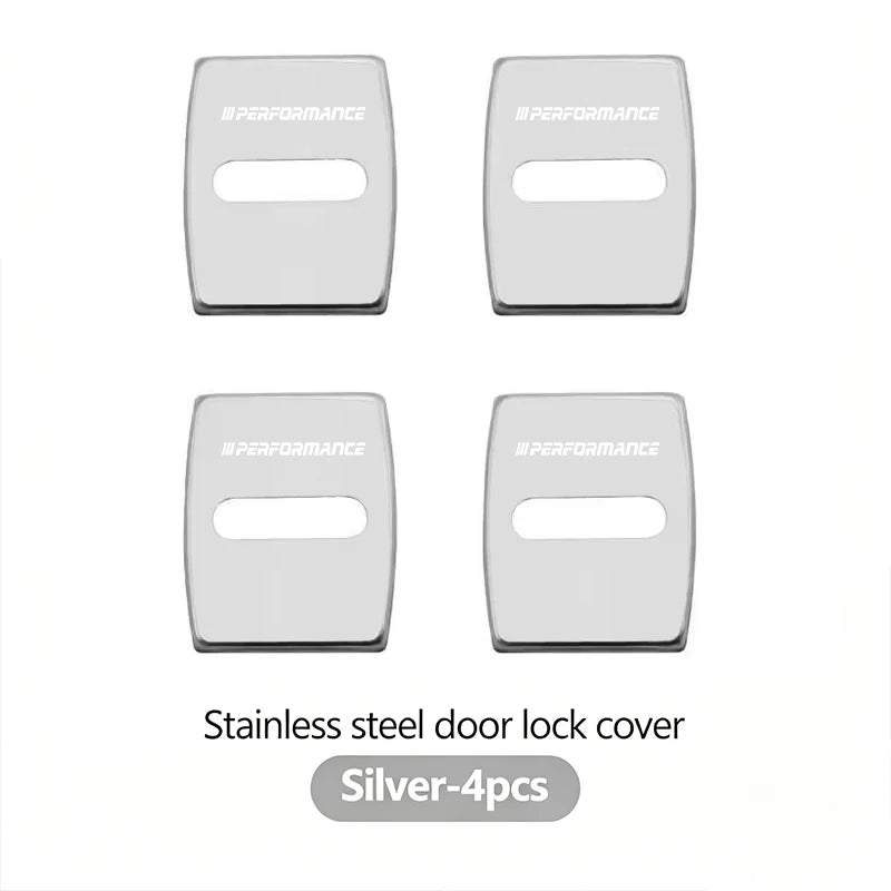 4Pcs Zinc Alloy  Car Door Lock Buckle Protection Cover Anti-Collision Shock Absorbing Cushion Stickers For BMW G80 G06 G07 G42 G
