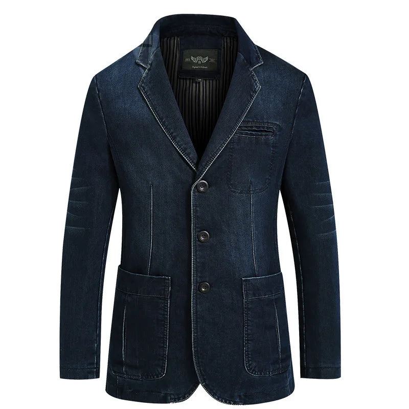 2025 spring and autumn new denim suit men casual loose large size youth denim suit jacket Fashion classic style