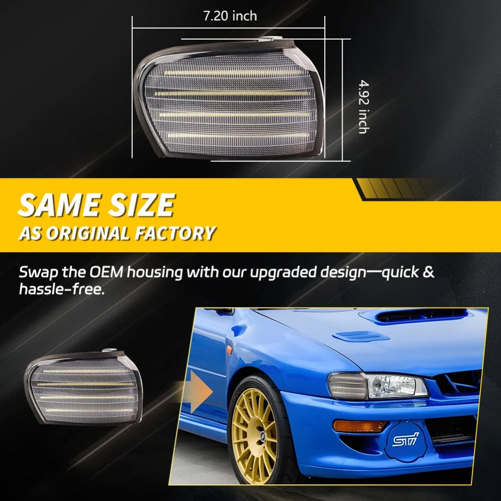 2X Front Corner Side Marker Light Parking Light Turn Signal Light LED For 1995 1996 1997 1998 1999 2000 2001 Subaru Impreza WRX
