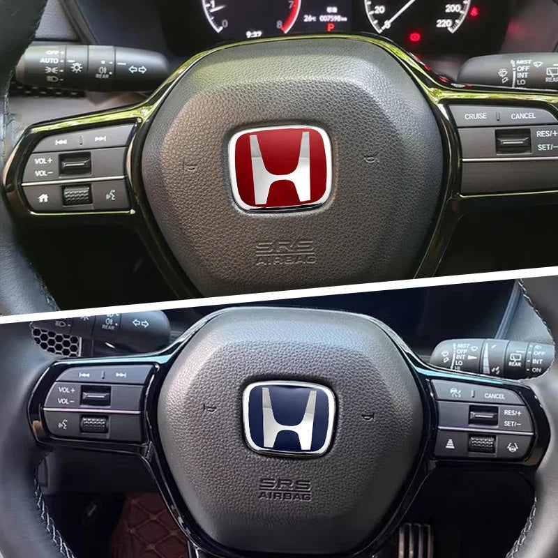 Car Steering Wheel Emblem H-Sticker For Honda Civic Accord City CRV Jade Fit Odyssey Hybrid Red Black Blue Interior Modification