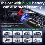 Portable 12V 8000A smart emergency car jump starter, with emergency air pump, flashlight, and power bank. Suitable for all car