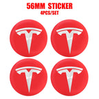 Hot 4pcs 56mm Car Wheel Center Hub Stickers Cap Emblem Cover Tesla Model 3 Model S Model X Y Juniper Roadster Wye Accessories