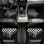 4pcs car floor mat, plaid design - stylish and durable, anti-fouling, suitable for all vehicles, including front and rear seats
