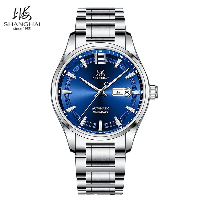 Shanghai Watch Business Men's Mechanical Watches 39mm Automatic Wristwatch 316L Stainless Steel Sapphire Glass reloj hombre 706
