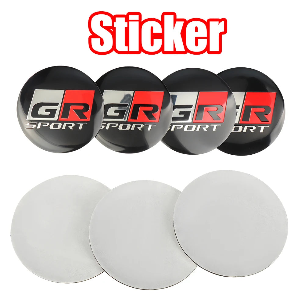 56mm 60mm GR Sport Emblem Car Wheel Center Hub Cap Stickers Decoration For Toyota Hilux Crown CHR Yaris Camry Prius Rav4 Avalon