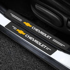 Car Door Threshold Scuff Plate Carbon Fiber Decals Stickers For Chevrolet Cruze Impala Malibu Silverado Cobalt Impala Onix Tahoe
