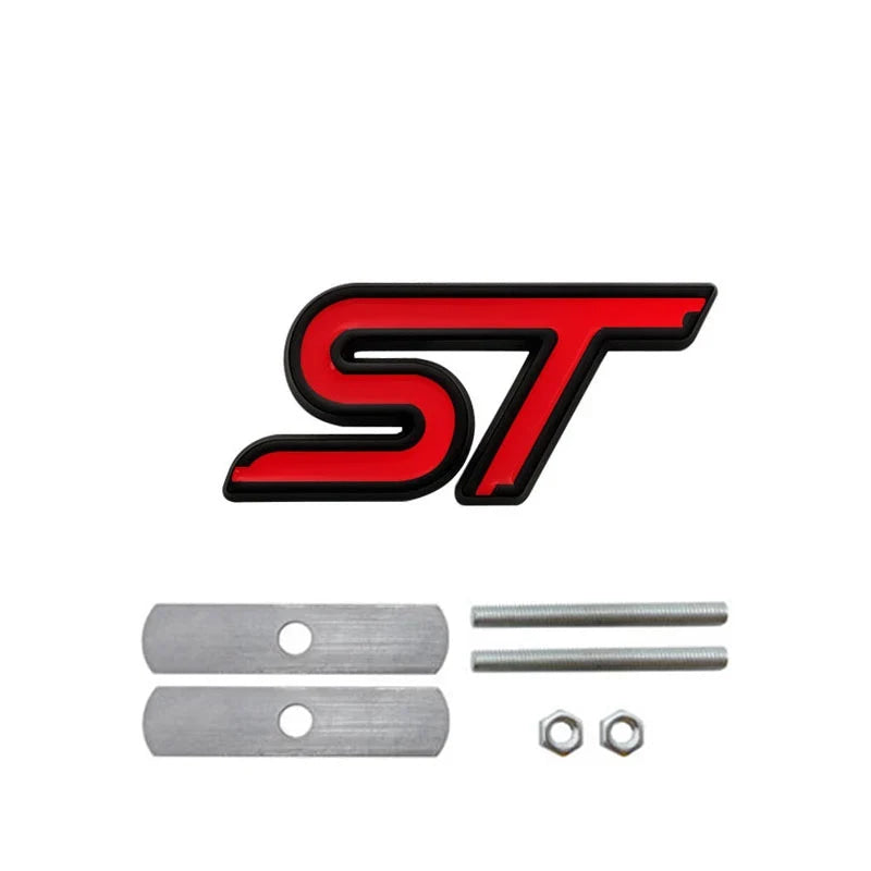 3D Metal ST Line Front Grille Emblem Badge Car Head Trunk Stickers For Ford Focus Mondeo Fiesta Explorer Styling Accessories