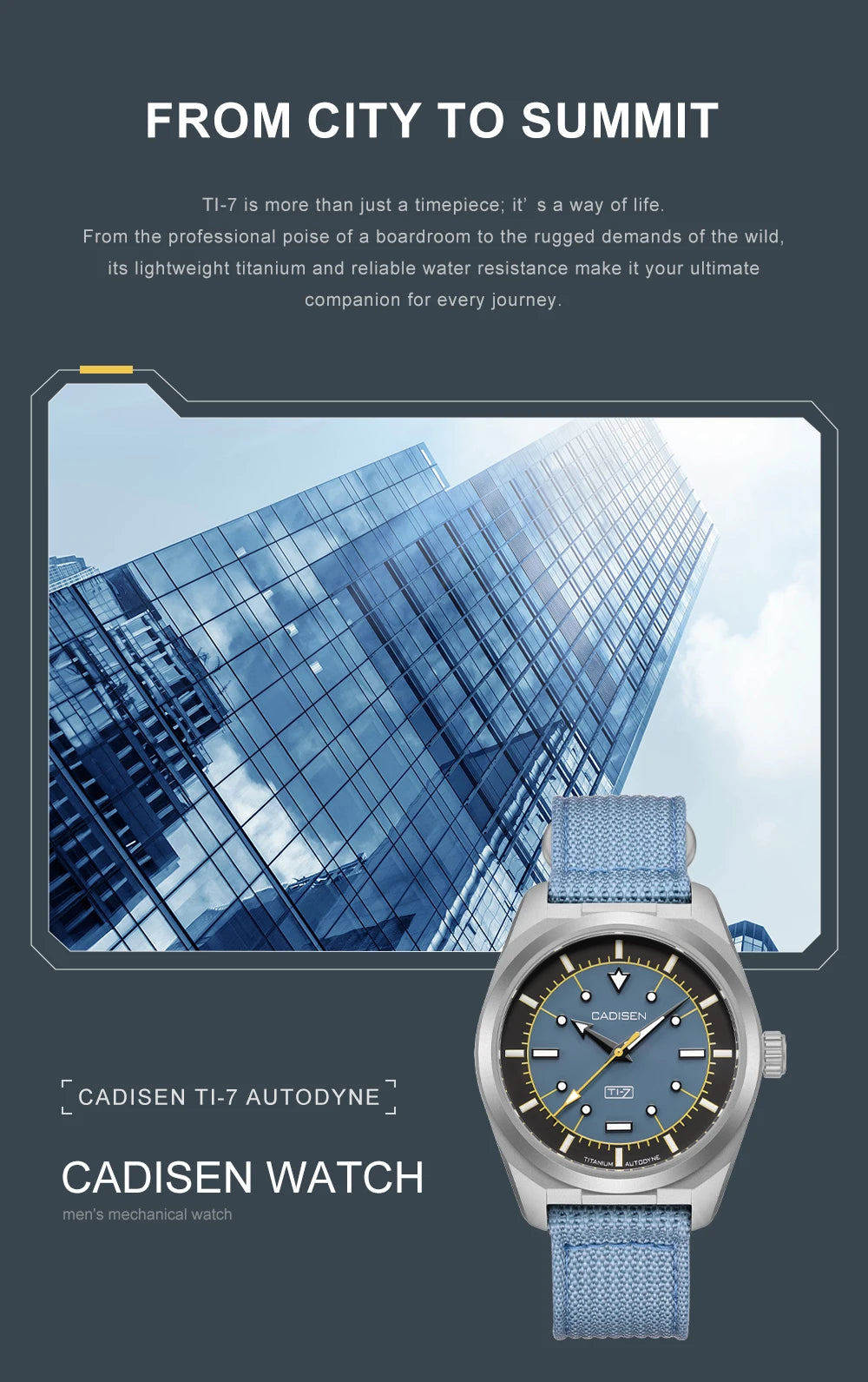 CADISEN TI-7 Autodyne 2026 NEW Titanium Automatic Mechanical Watch Man Canvas Wristwatch MIYOTA 8215 Luminous Waterproof Watches