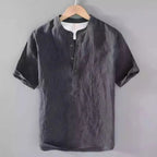 New Cotton Linen Shirts for Men Casual Shirts Lightweight  Short  Sleeve Henley Beach Shirts Hawaiian T Shirts for Men