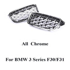 Kidney Front Racing Grille Chrome Black Silver Points Diamond Style Grill For BMW 3 Series F30 F31 2012-2019 320i 328i 330i 340i
